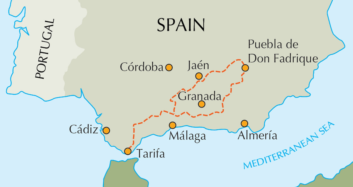 Trekking the GR7 in Andalucia - Location Map