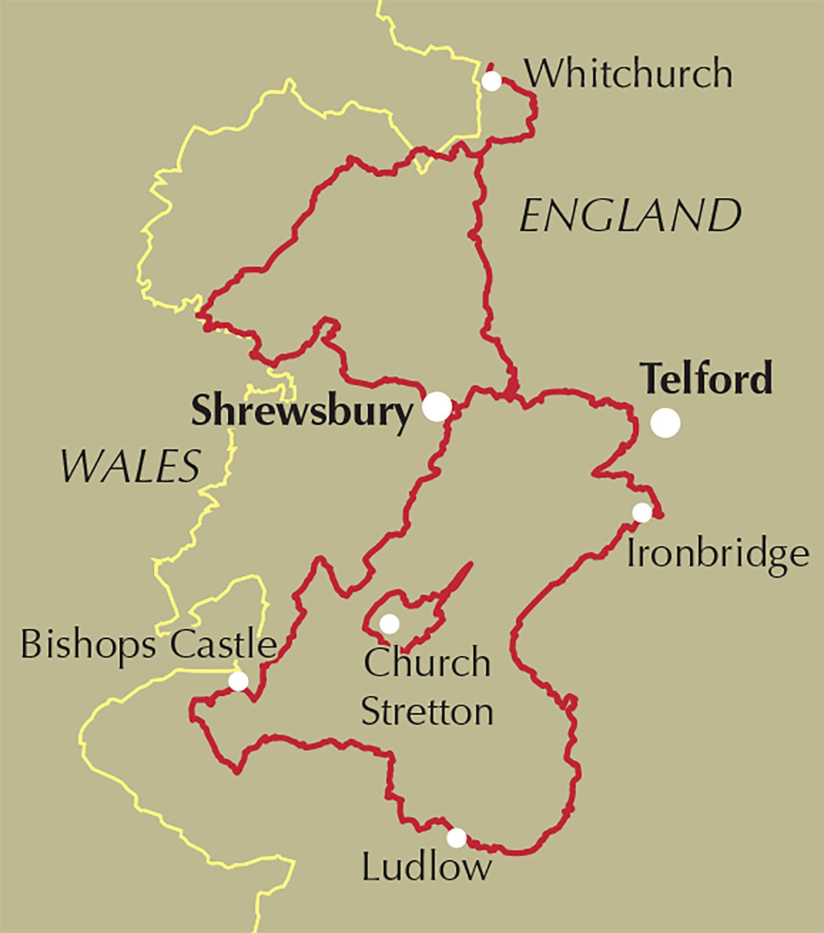 Walking the Shropshire Way - Location Map