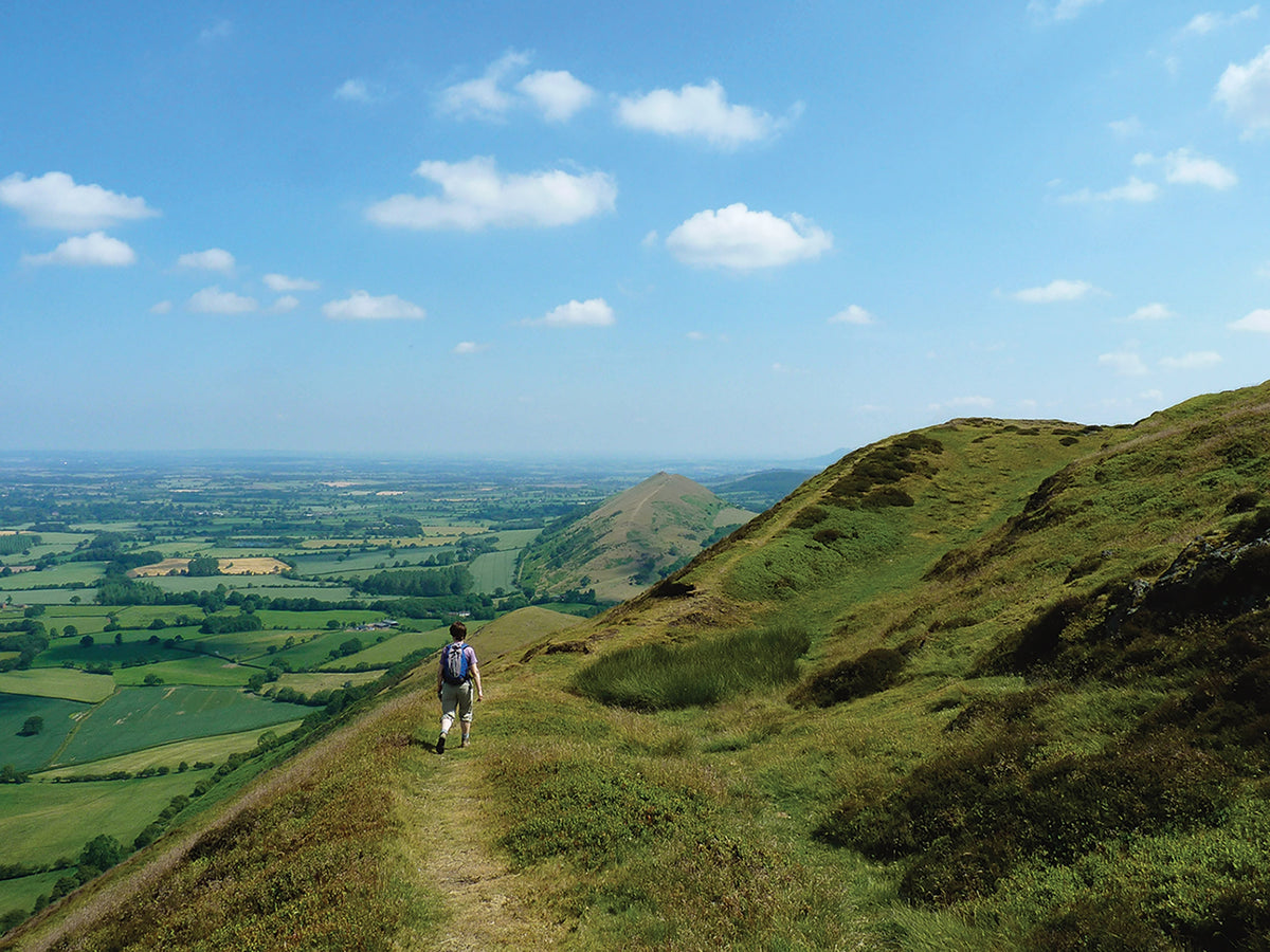Walking the Shropshire Way - Route Photos - Walking on the fort walls on Caer Caradoc (Stretton Skyline)