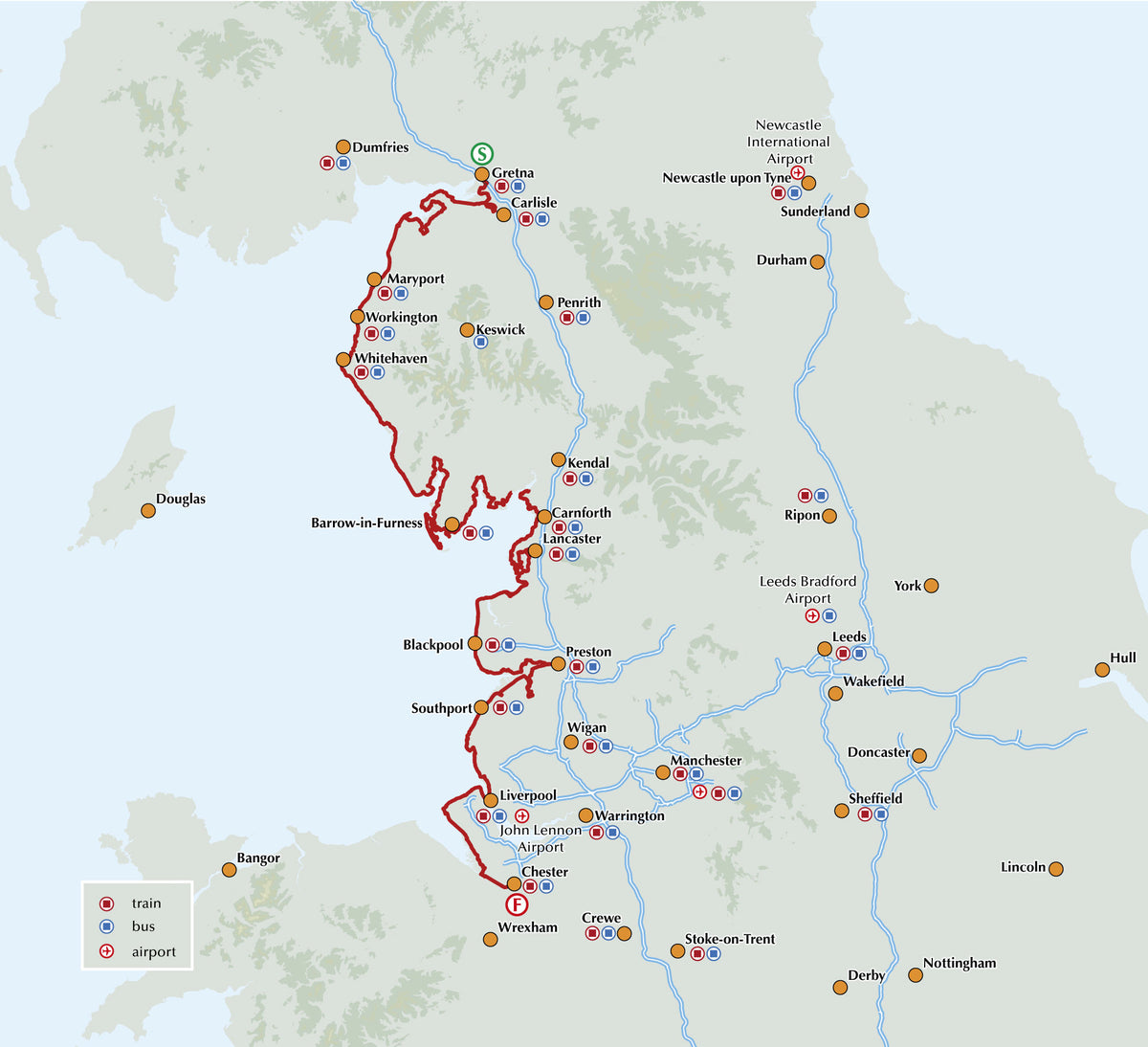 Walking the King Charles III England Coast Path: North West - Overview Map