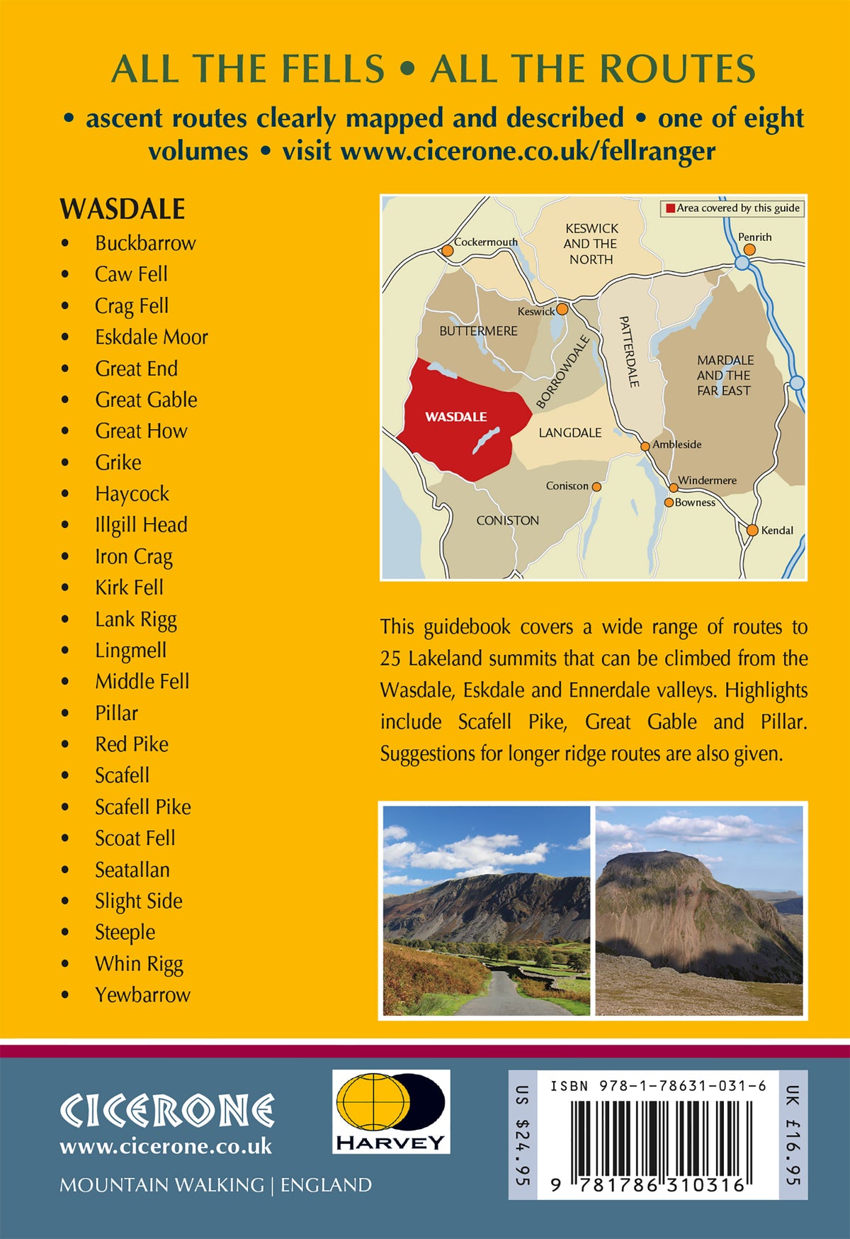 Walking the Lake District Fells - Wasdale - Back Cover