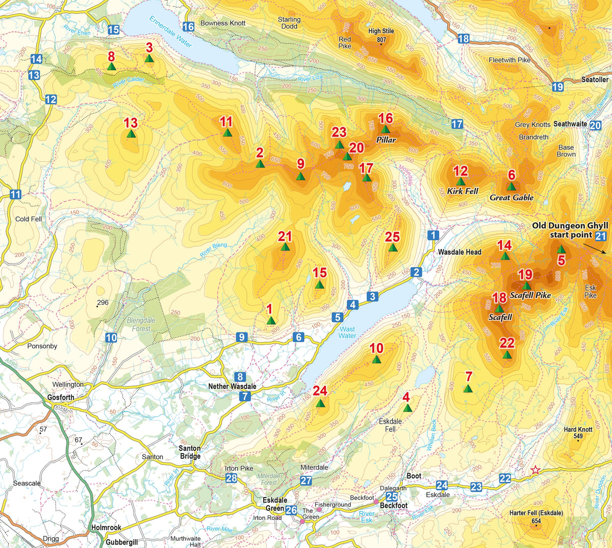 Walking the Lake District Fells - Wasdale - Overview Map