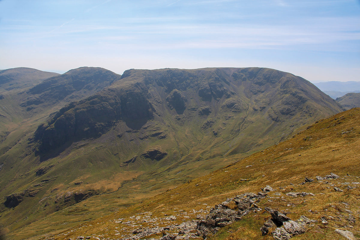Walking the Lake District Fells - Patterdale  - Route Photos - Fairfield from Gavel Pike, with Hart Crag left