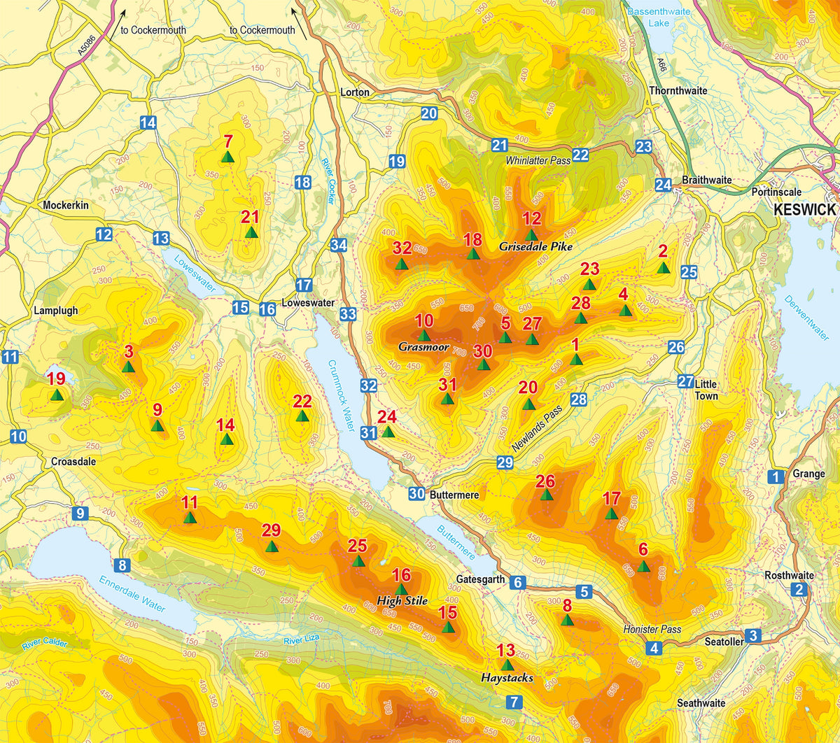 Walking the Lake District Fells - Buttermere - Overview Map