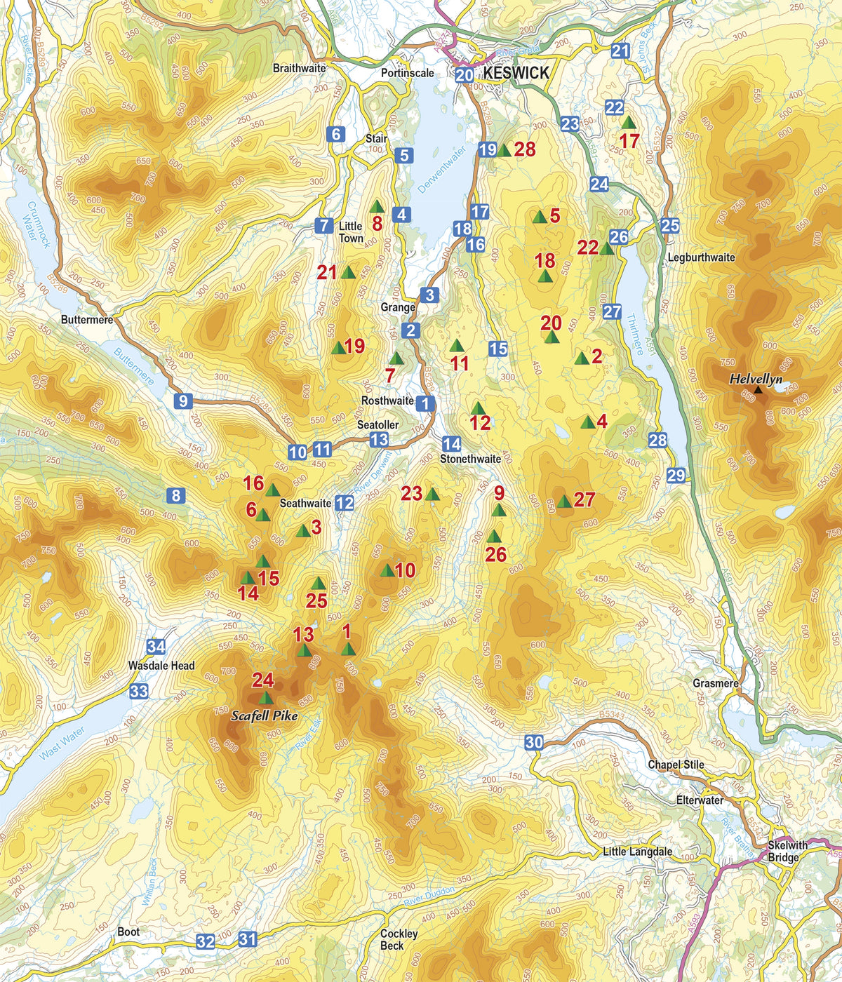 Walking the Lake District Fells - Borrowdale - Overview Map
