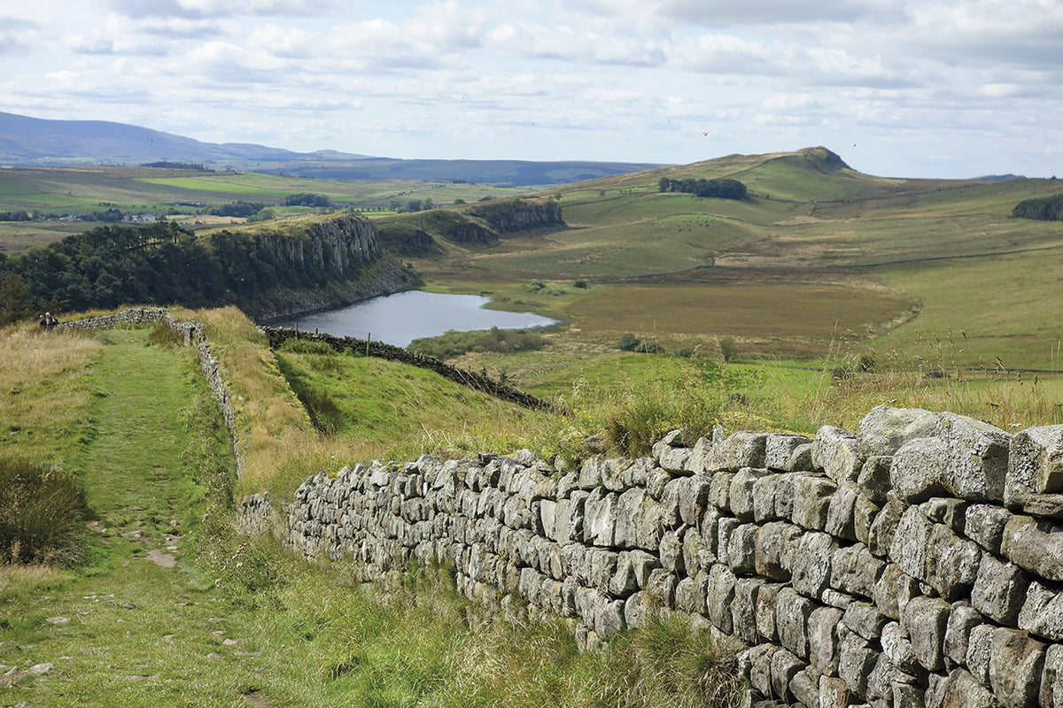 Hadrian's Cycleway - Route Photos - Looking west along the Wall to Crag Lough and Windshield Crags (Day 3)