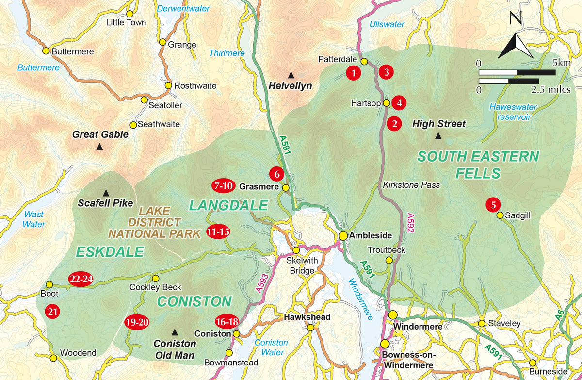 Scrambles in the Lake District - South - Overview Map