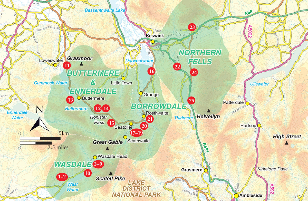 Scrambles in the Lake District - North - Overview Map
