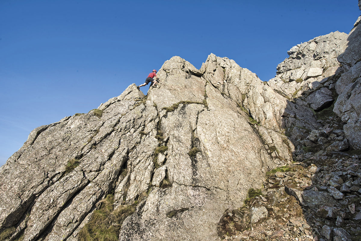 Scrambles in the Lake District - North - Route Photos - Perfect conditions on the Banister, Scafell Crag (Scramble 33, Route 9)