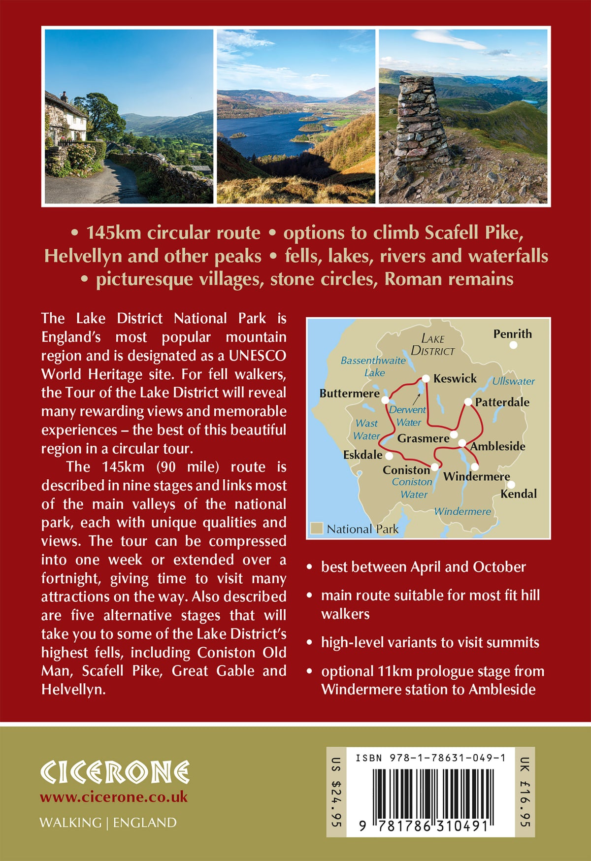 Walking the Tour of the Lake District - Back Cover