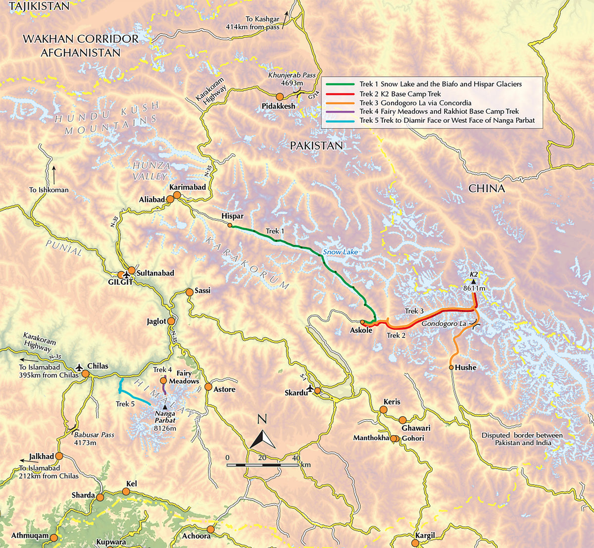 Trekking in the Karakoram - Overview Map