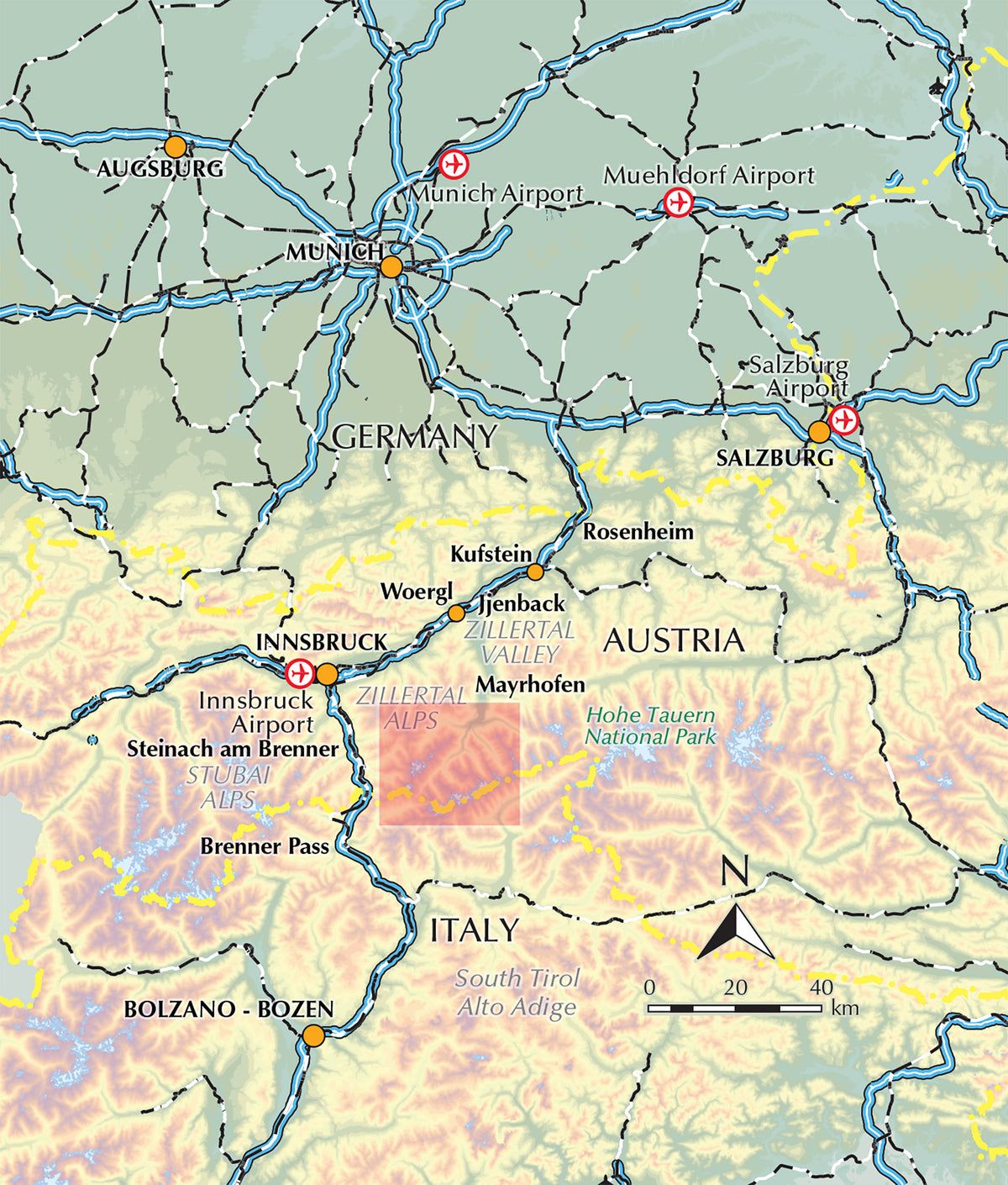 Trekking in Austria's Zillertal Alps - Overview Map