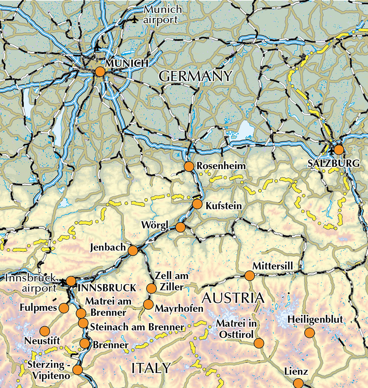 Trekking in Austria's Stubai Alps - Overview Map