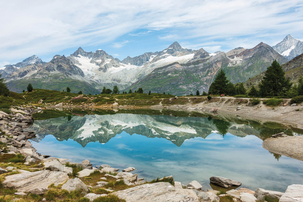 Walking in Zermatt and Saas-Fee - Route Photos - Morning reflection in Grüensee