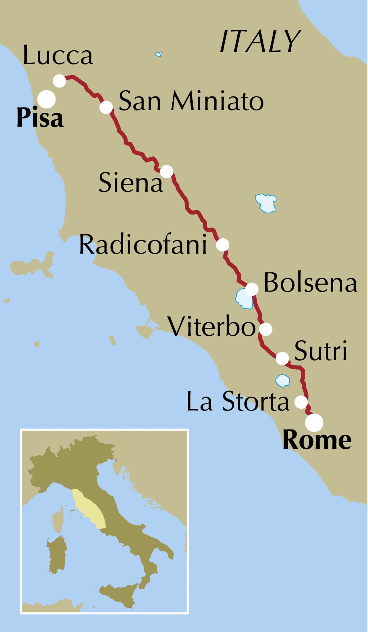 Walking the Via Francigena Pilgrim Route - Part 3 - Location Map