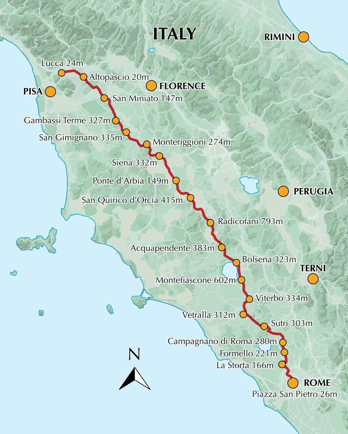 Walking the Via Francigena Pilgrim Route - Part 3 - Overview Map