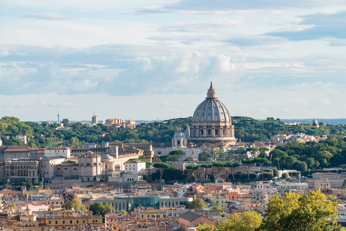 Walking the Via Francigena Pilgrim Route - Part 3 - Route Photos - St Peter’s Basilica towers above the buildings of Rome and the Vatican