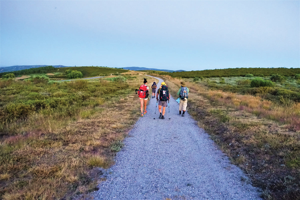 Walking La Via de la Plata and Camino Sanabres - Route Photos - Pilgrims take to the road early to complete the longer days (Stage 35)