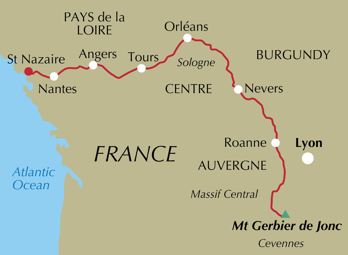 The River Loire Cycle Route - Location Map