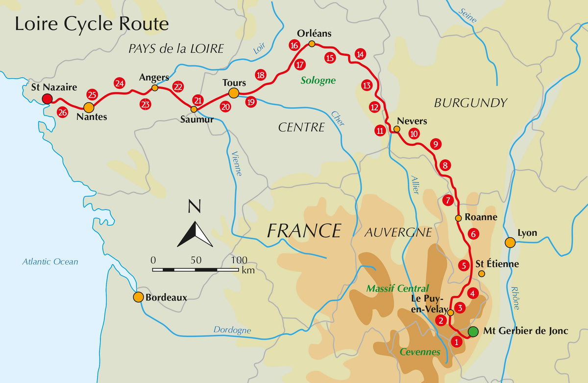 The River Loire Cycle Route - Overview Map