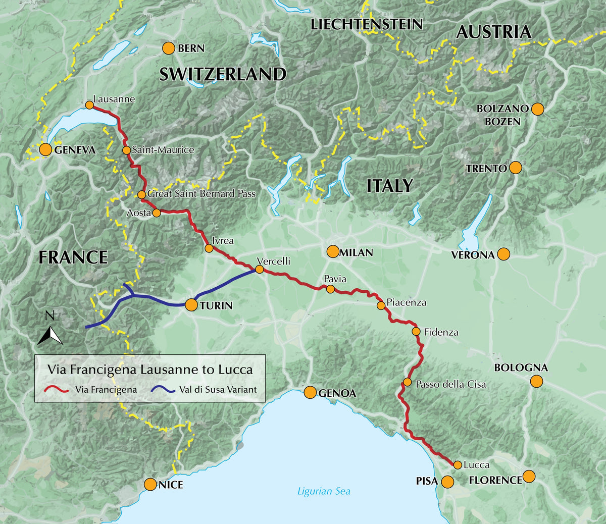 Walking the Via Francigena Pilgrim Route - Part 2 - Overview Map