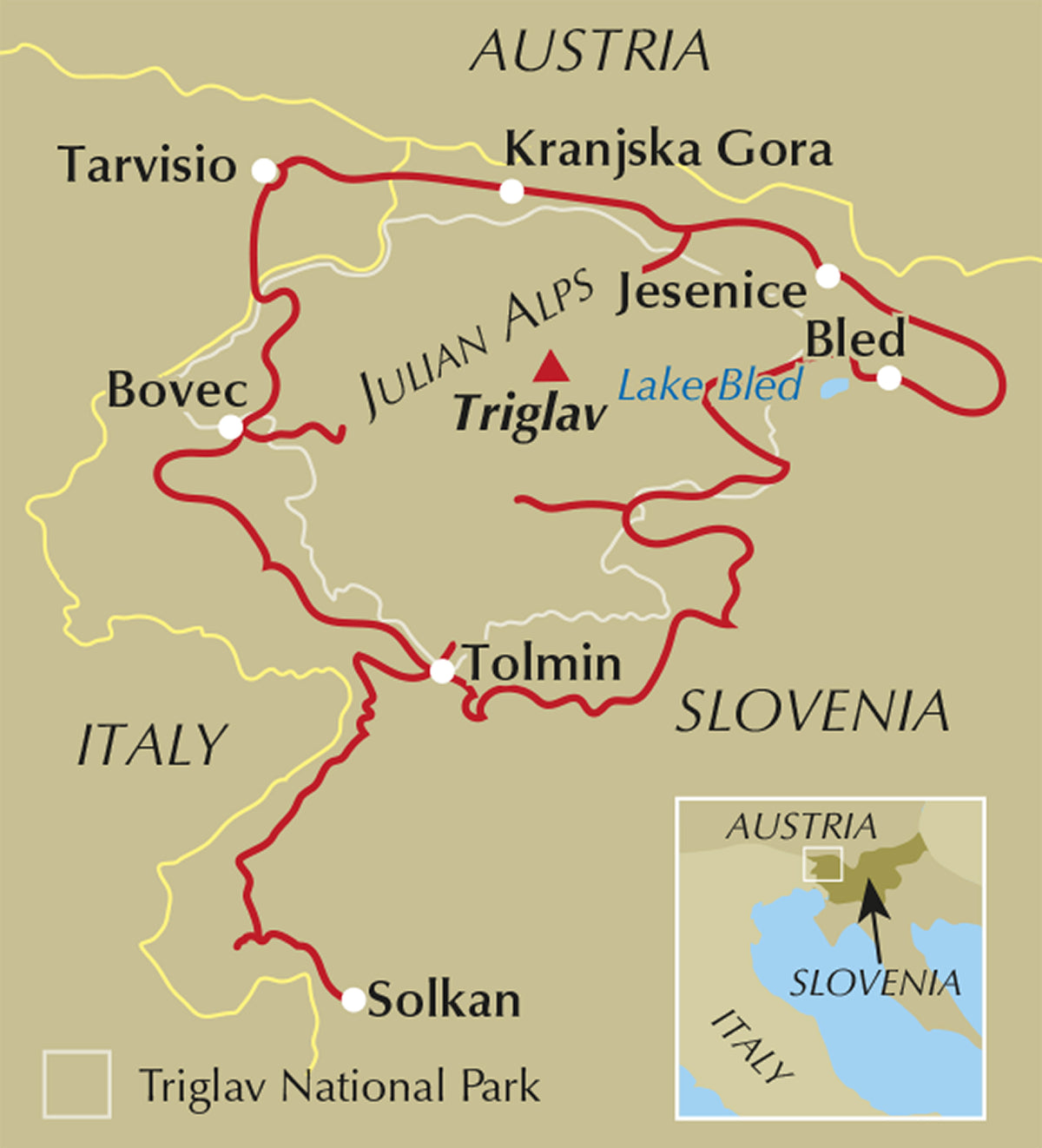 Hiking Slovenia's Juliana Trail - Location Map