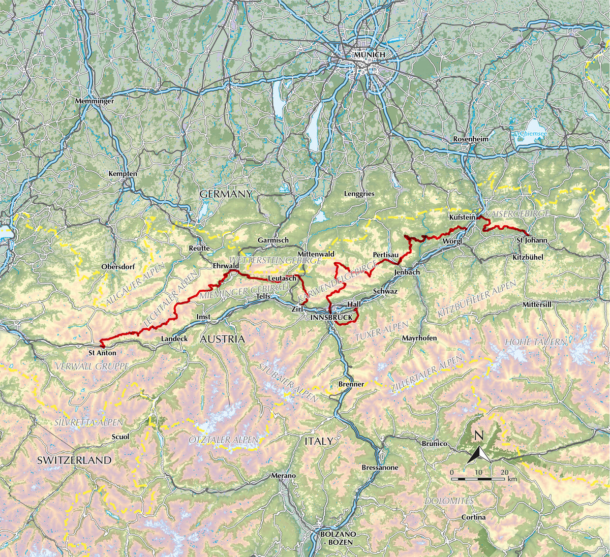 Trekking Austria's Adlerweg - Overview Map