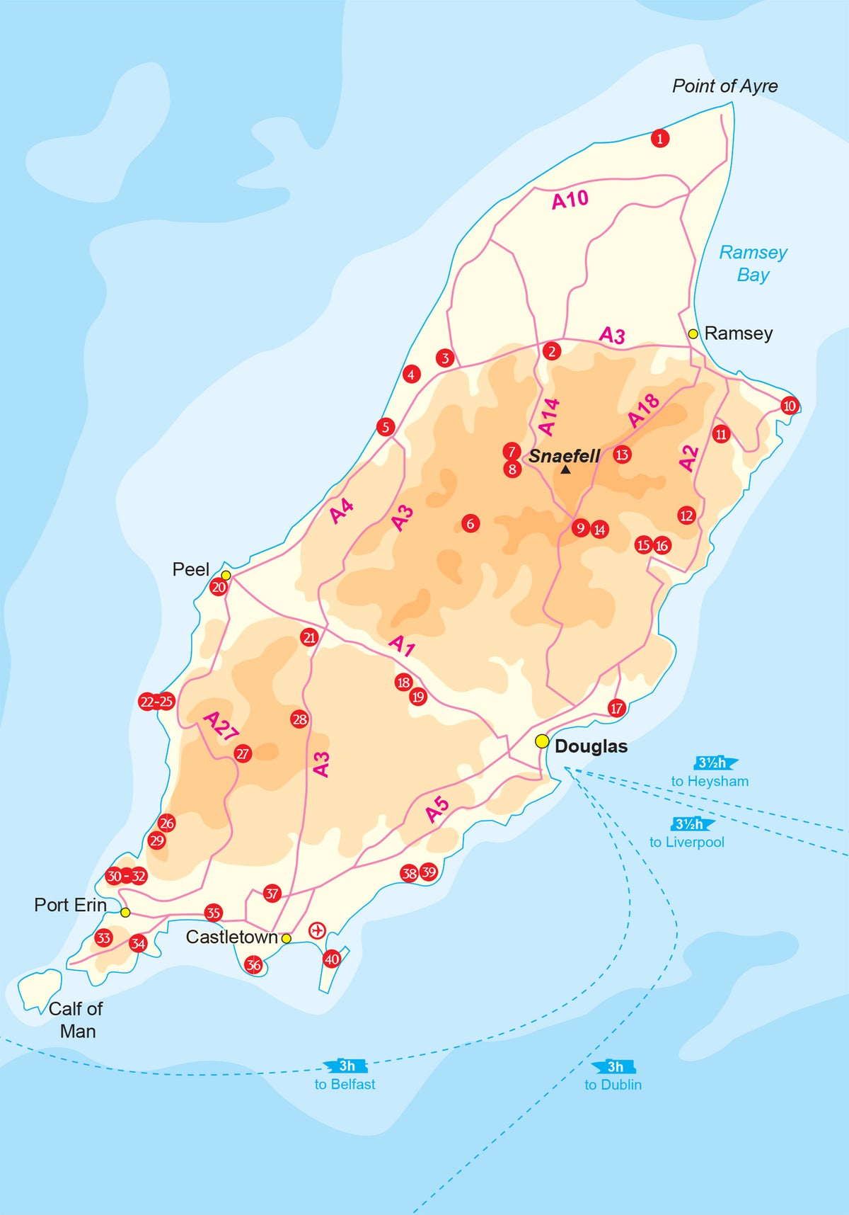 Walking on the Isle of Man - Overview Map