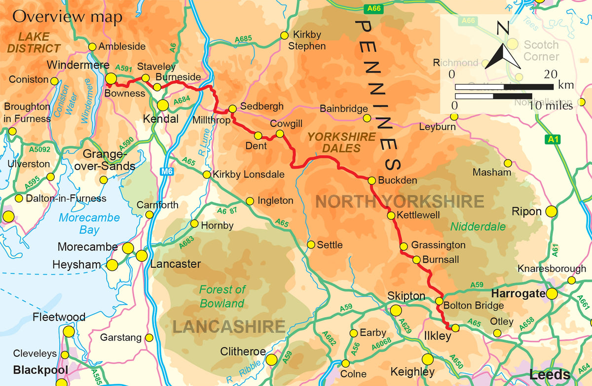 Walking the Dales Way - Overview Map