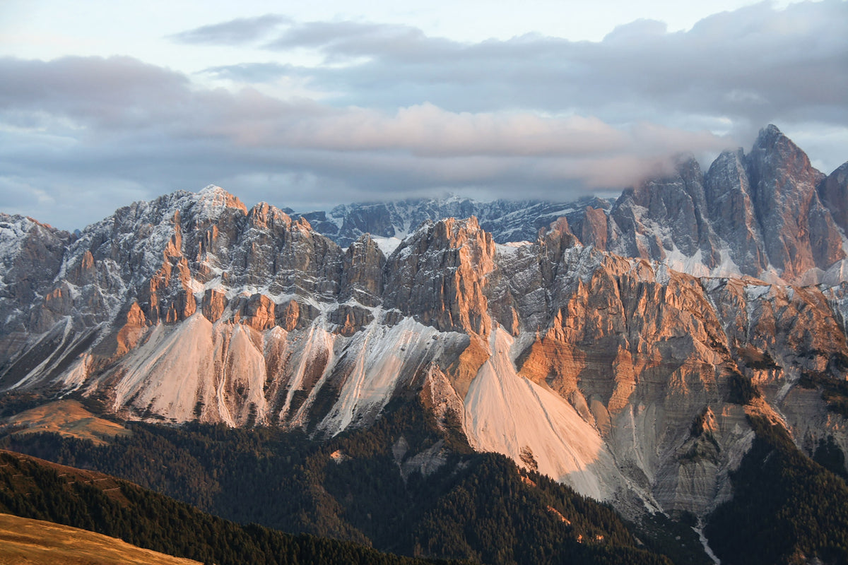 Alta Via 2 - Trekking in the Dolomites - Route Photos - The magnificent outlook to the Odle di Eores at stage end (Stage 1)