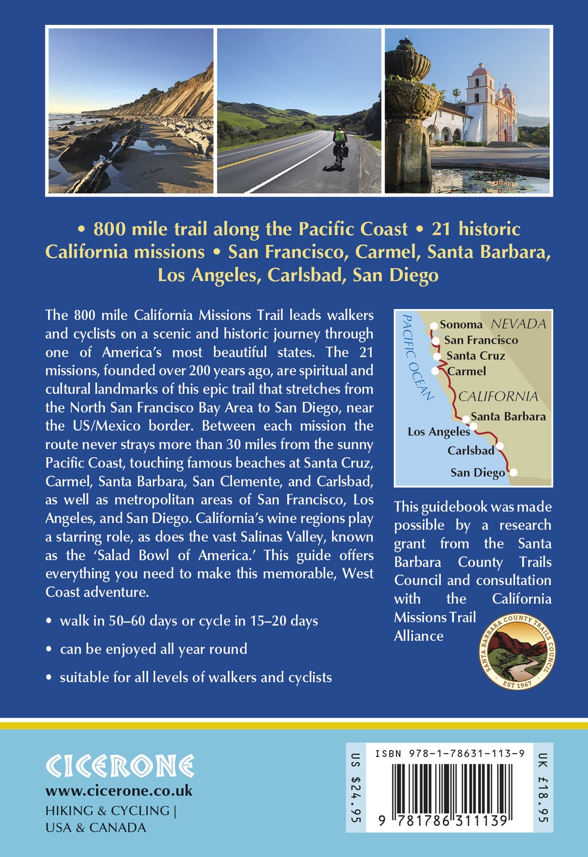 Hiking and Cycling the California Missions Trail - Back Cover