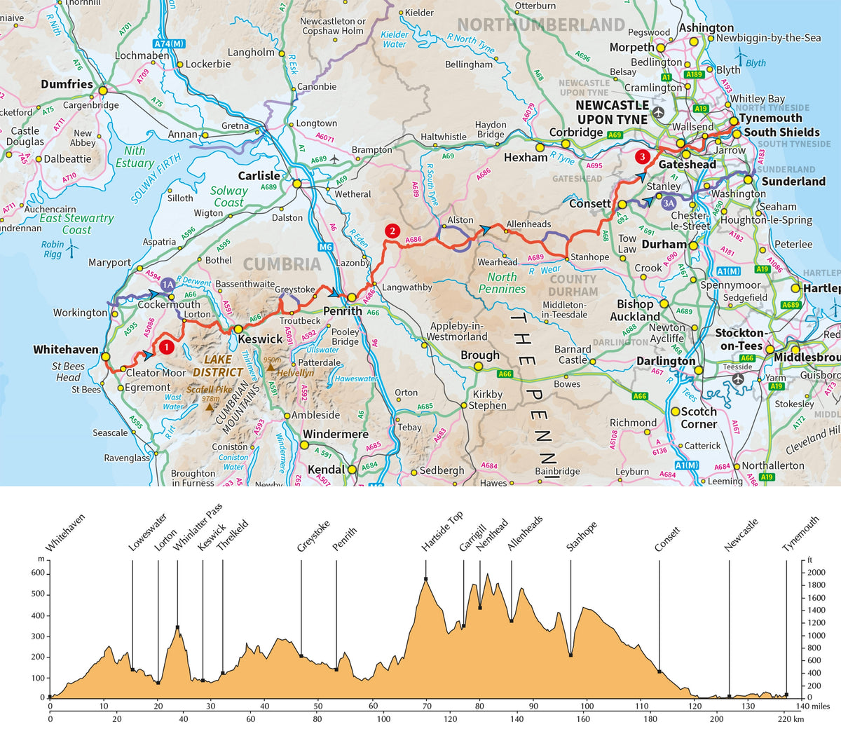 The Coast to Coast Cycle Route - Overview Map