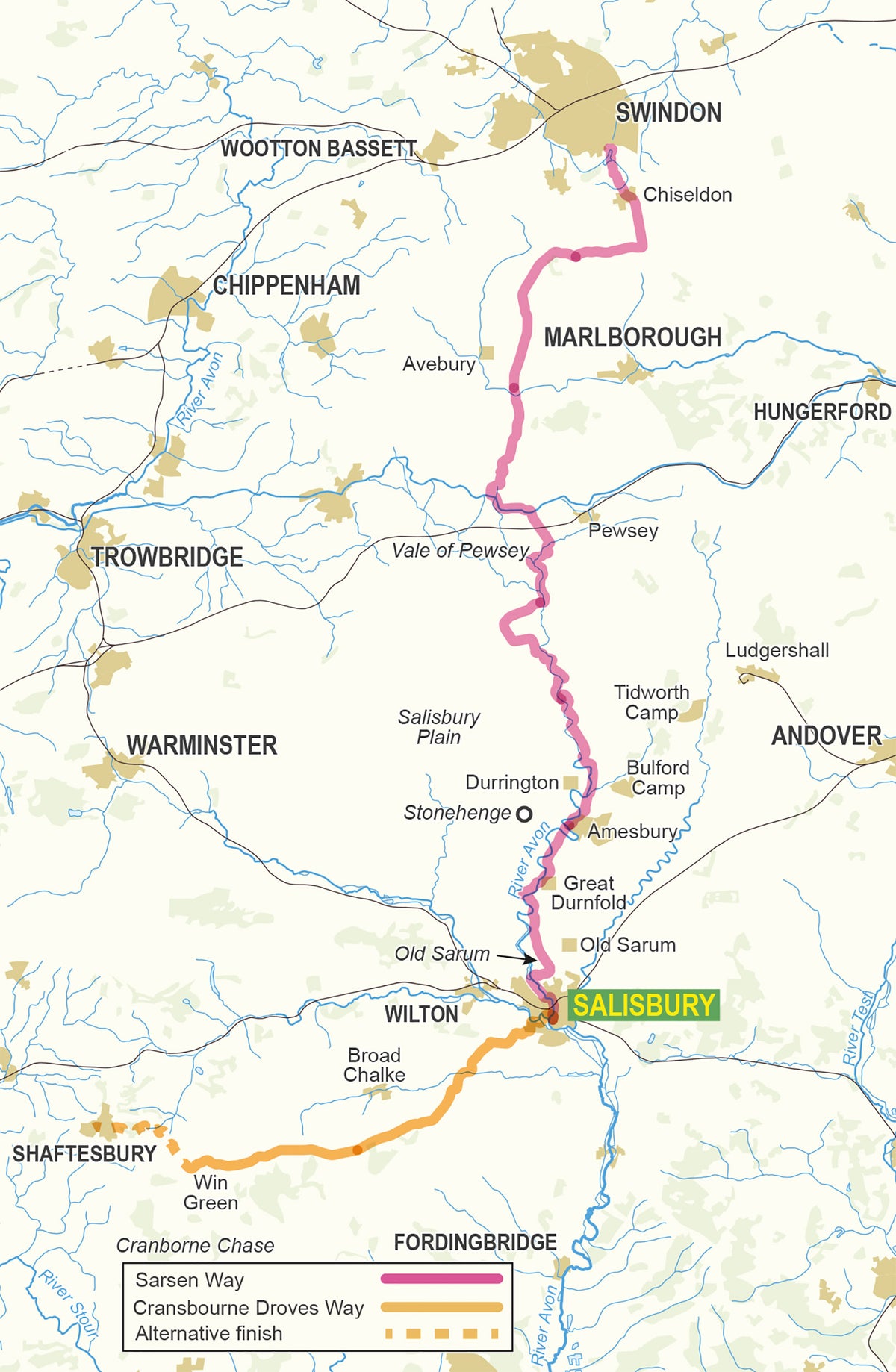 Walking the Sarsen Way - Overview Map