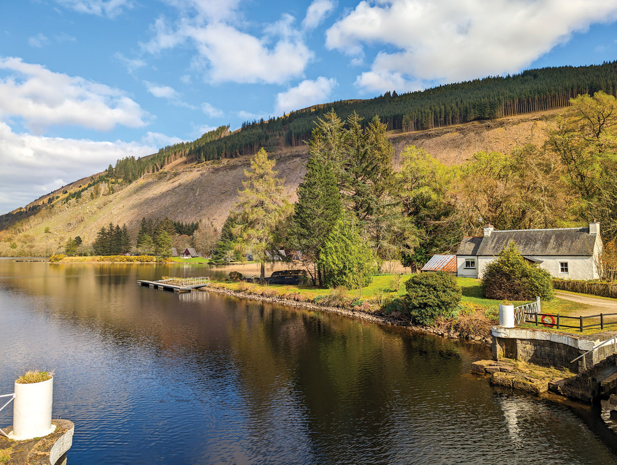 Walking the Great Glen Way - Route Photos - View from the Laggan Swing Bridge, where the Caledonian Canal enters or exits Loch Oich