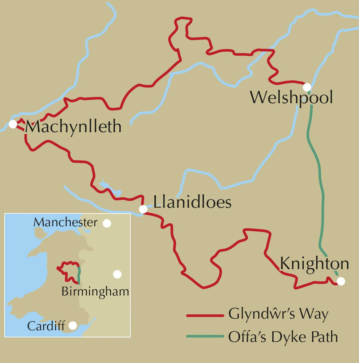 Walking Glyndwr's Way - Location Map
