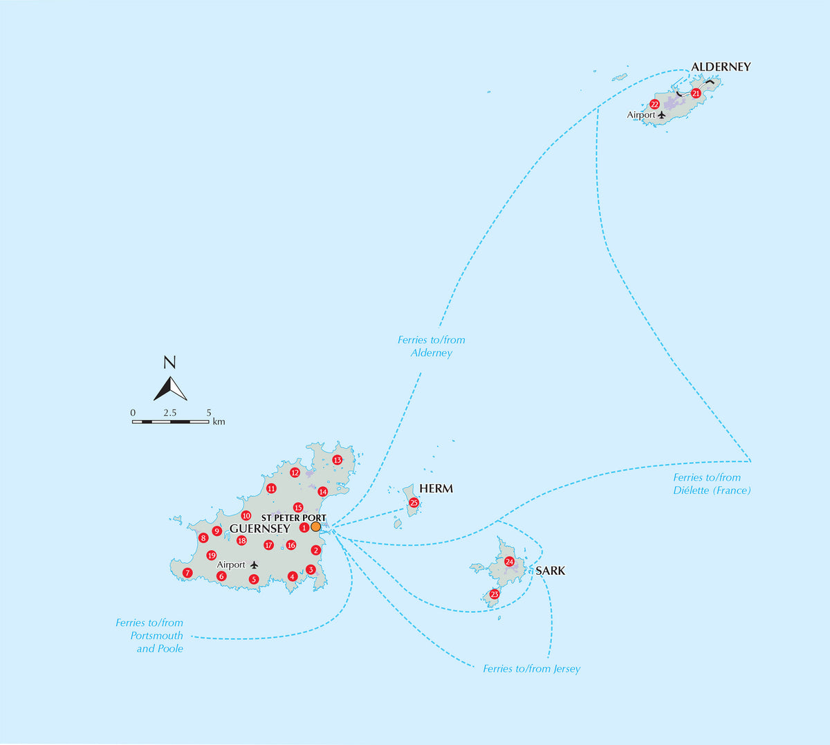 Walking on Guernsey - Overview Map