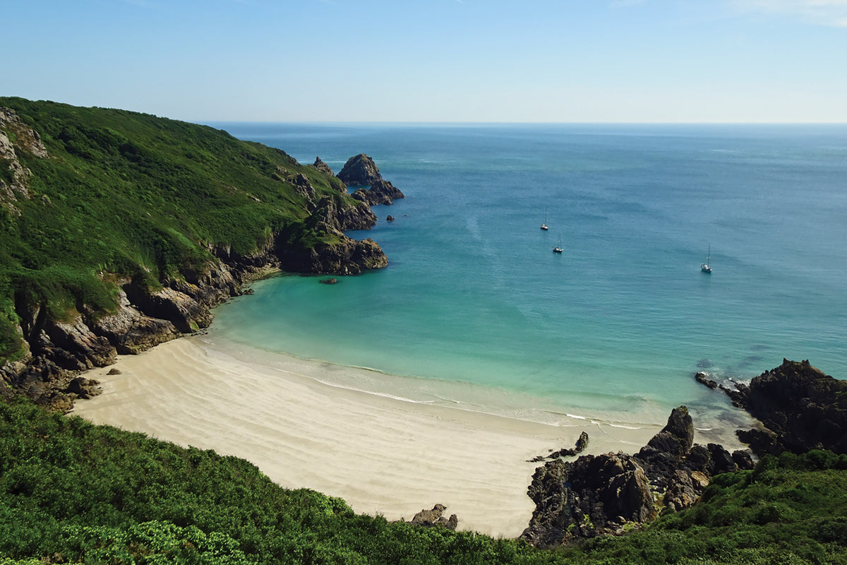 Walking on Guernsey - Route Photos - The sandy beach at Petit Port can be reached by descending hundreds of steps, then climbing back up! (Walk 3)
