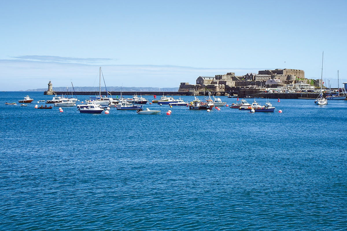 Walking on Guernsey - Route Photos - Castle Cornet, built on a rocky islet, is reached by following a stout stone pier from St Peter Port (Walk 1)