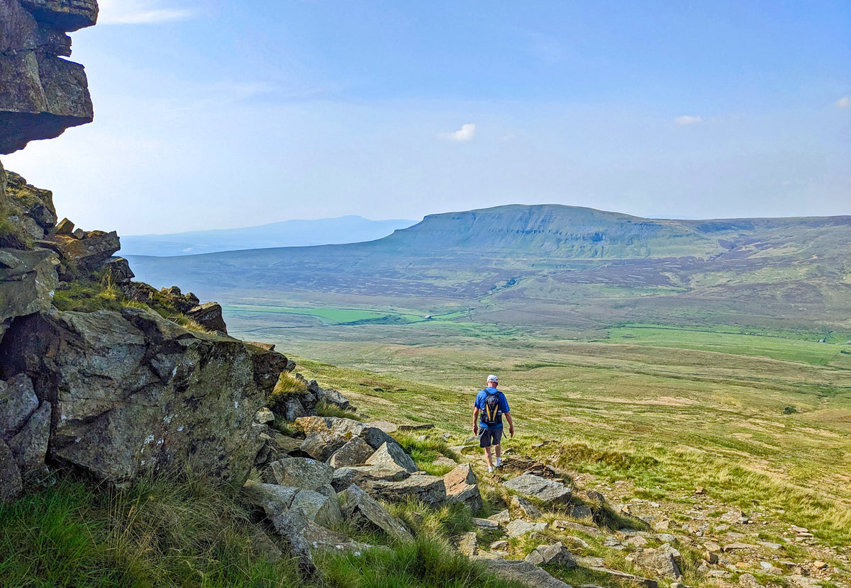 Walking the Pennine Way - Route Photos - Descending from Fountains Fell while looking ahead to Pen-y-Ghent (Pennine Way)