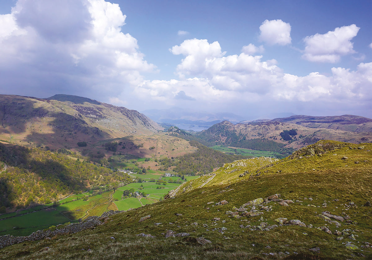 Walking The Cumbria Way - Route Photos - Views of Borrowdale open up from Thornthwaite Fell (Stage 3A)