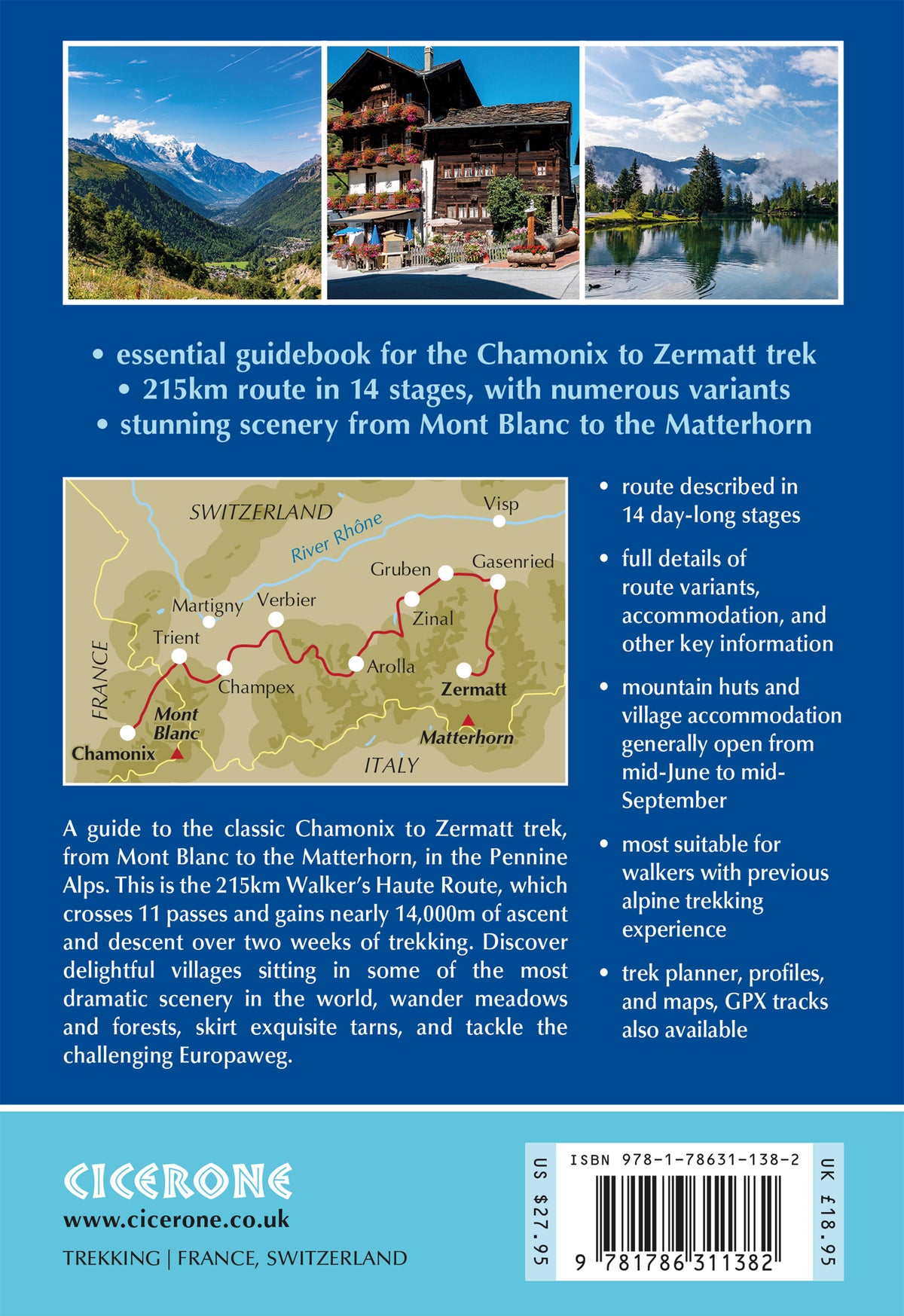 Trekking Chamonix to Zermatt - Back Cover