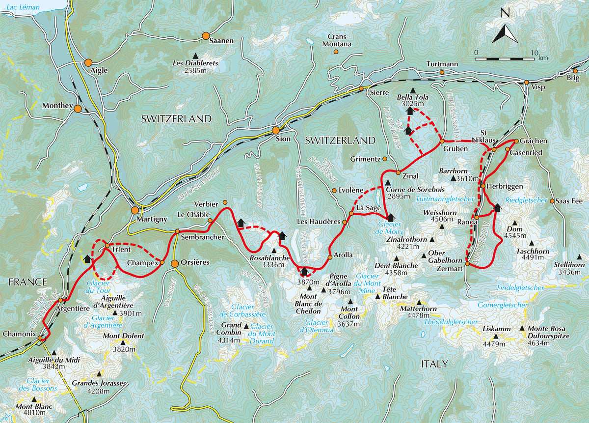 Trekking Chamonix to Zermatt - Overview Map