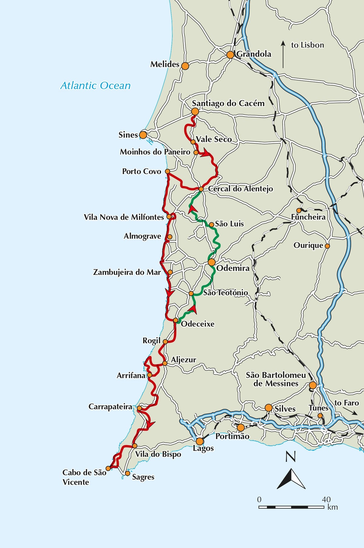 Portugal's Rota Vicentina - Overview Map