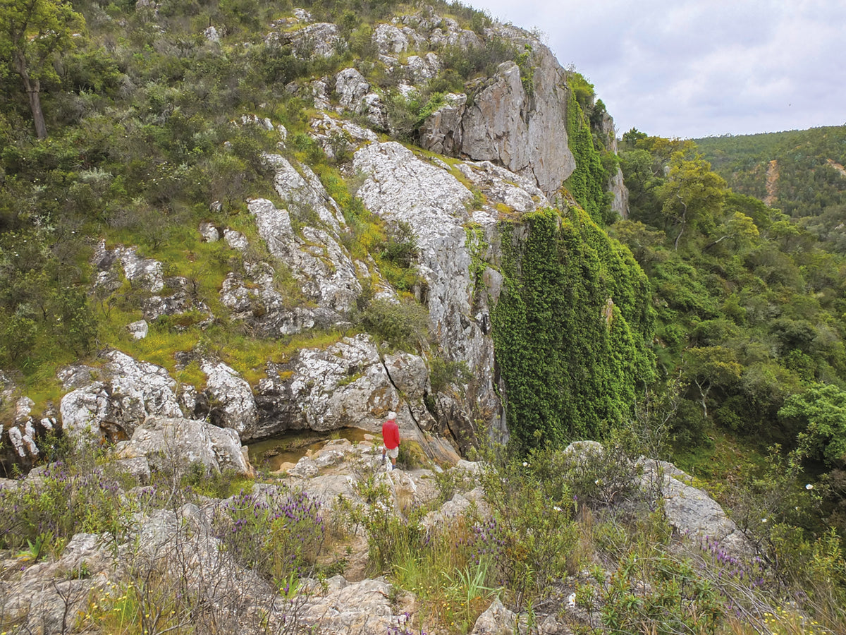 Portugal's Rota Vicentina - Route Photos - At the top of the Rocha de Ágra d’Alte waterfall (Stage 4, Inland Route)
