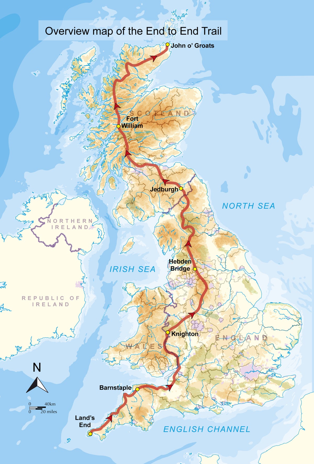 Walking the End to End Trail - Overview Map