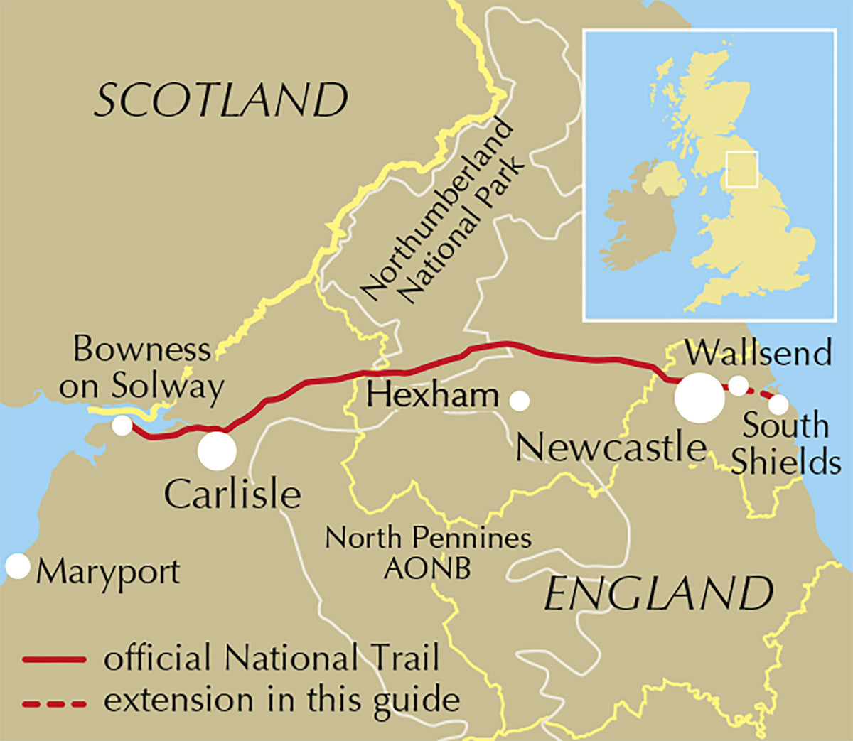 Hadrian's Wall Path - Location Map