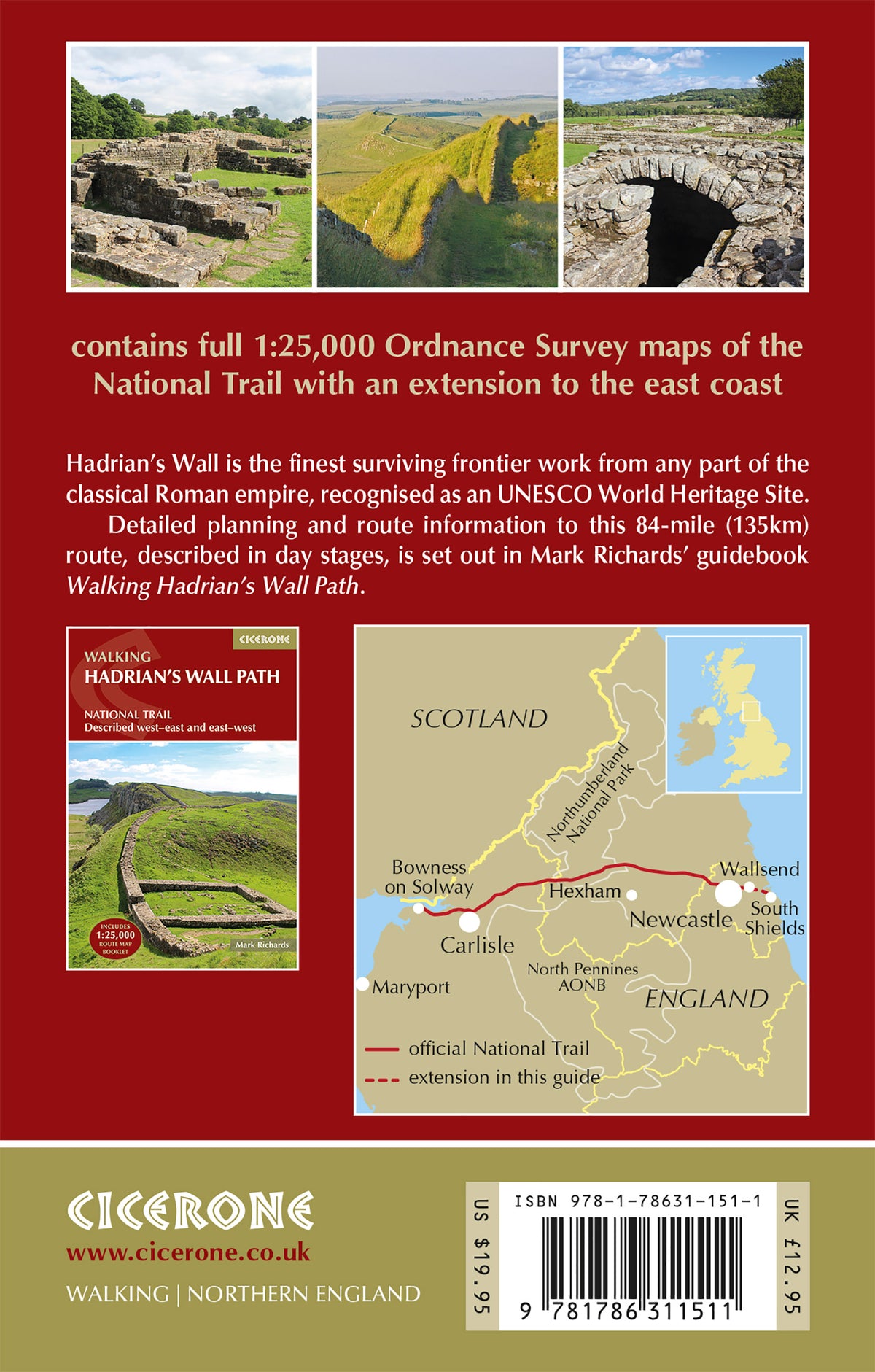 Hadrian's Wall Path Map Booklet - Back Cover