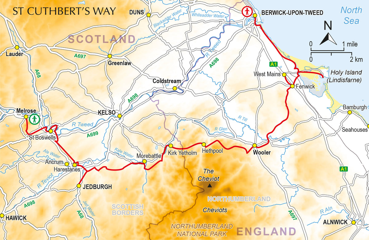 Walking St Cuthbert's Way - Overview Map