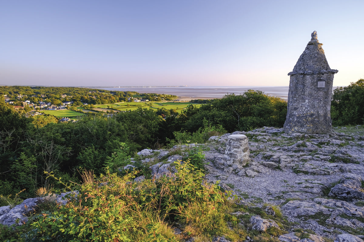 Short Walks in Arnside and Silverdale - Route Photos - The Pepperpot, with views over Silverdale and the bay (Walk 12)