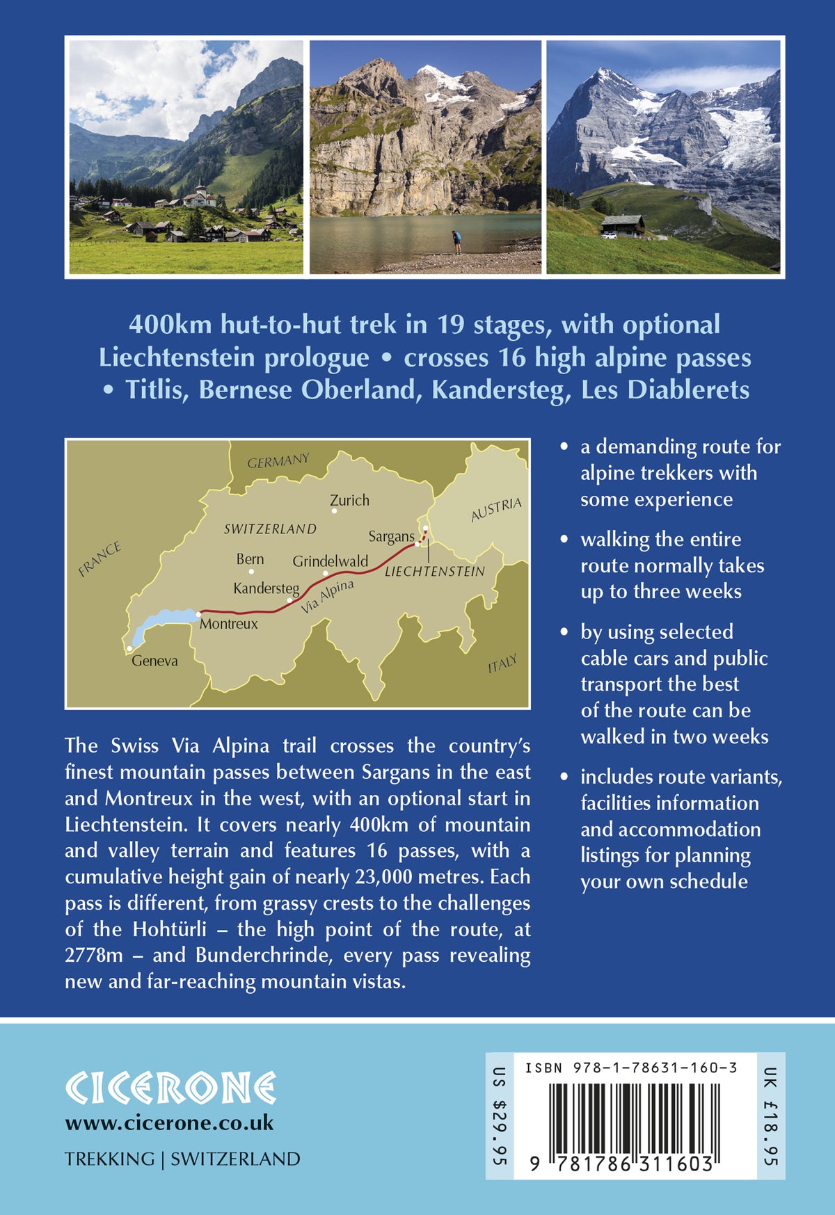 Trekking the Swiss Via Alpina - Back Cover